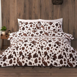 Cow Print Duvet Set Brown King