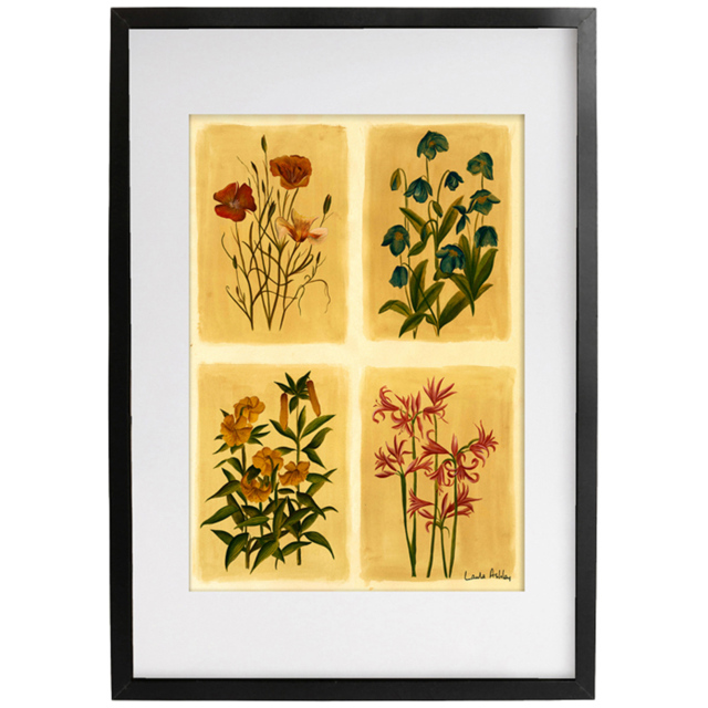 Laura Ashley Antique Flowers Black Frame Wall Art 70 x 100cm - image 1