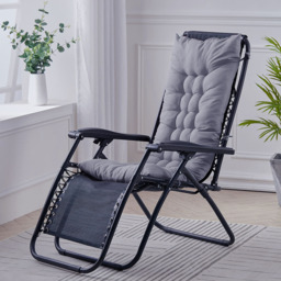 Living and Home Grey Thick Soft Chaise Lounge Garden Chair Cushion - thumbnail 2