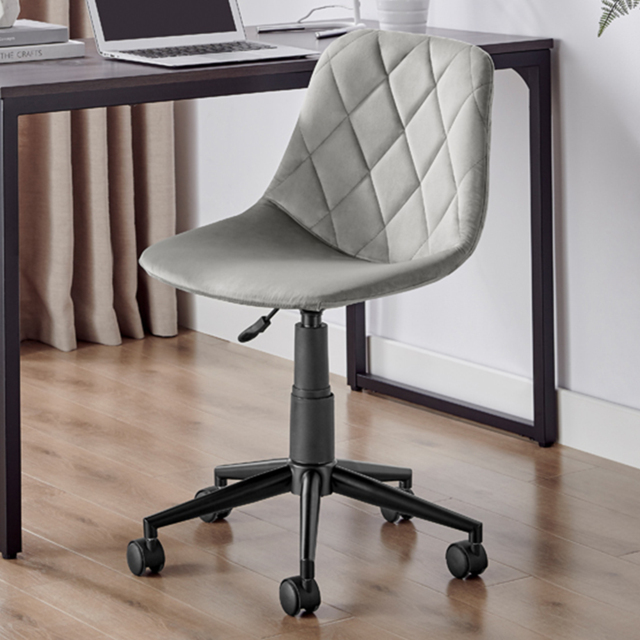 Furniturebox Theresa Grey Velvet Office Chair - image 1