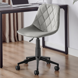 Furniturebox Theresa Grey Velvet Office Chair - thumbnail 1
