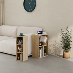 Decortie Combayn 3 Shelf Saphire Oak Low Freestanding Bookcase - thumbnail 3
