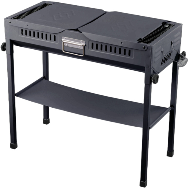 Living and Home Black Portable Outdoor Charcoal Grill with Folding Side Table - image 1