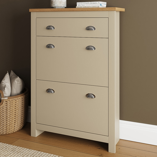 GFW Lancaster Cream 2 Door 1 Drawer Shoe Cabinet - image 1