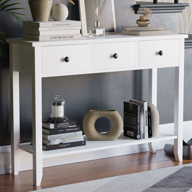 Vida Designs Windsor 3 Drawer White Console Table - image 1