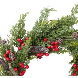 Green and Red Sweeping Bauble and Berry Christmas Wreath 56cm - thumbnail 3