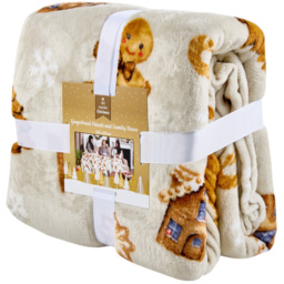 All I Want For Christmas Natural Gingerbread Family Sized Christmas Throw 230 x 270cm - thumbnail 2