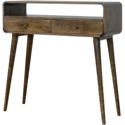 Artisan Furniture 2 Drawer Single Shelf Grey and Brown Solid Wood Curved Console Table - thumbnail 4