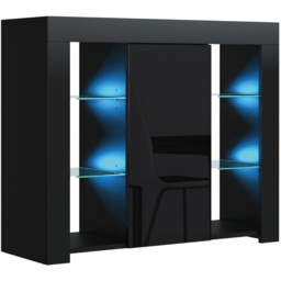 Creative Furniture Harbor Black and Black Gloss Single Door 6 Shelf Sideboard with LED - thumbnail 4