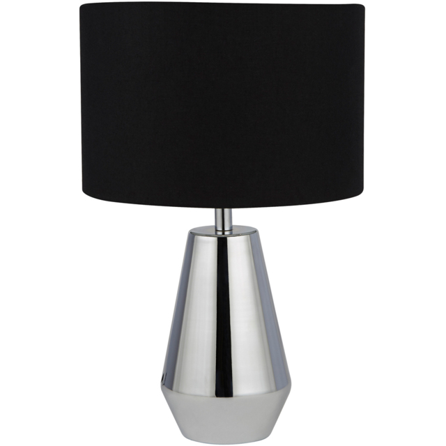 Lighting Collection Chrome Touch Table Lamp with Black Shade 2 Pack - image 1