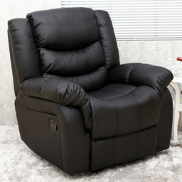 Furniture Online Seattle Bonded Leather Black Manual Recliner Armchair