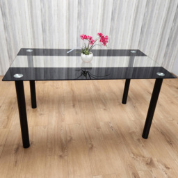 Portland Glass 6 Seater Dining Table Black
