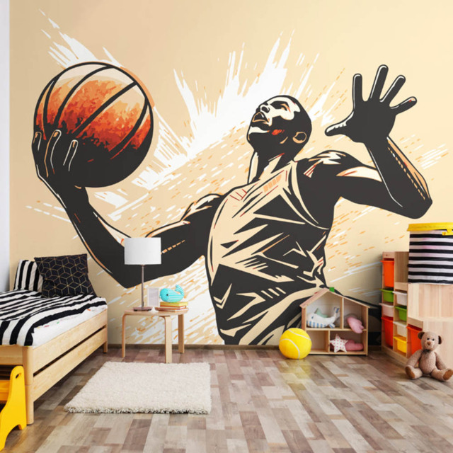 Origin Murals Graphic Basketball Player Orange Wall Mural - image 1