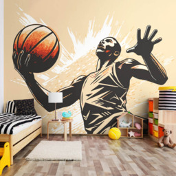 Origin Murals Graphic Basketball Player Orange Wall Mural