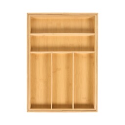 Natural Bamboo Extending Large Cutlery Tray - thumbnail 1