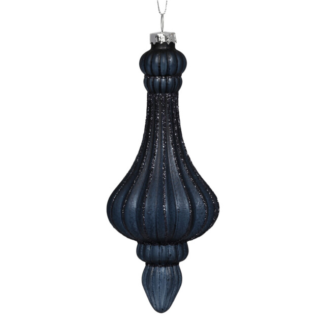 Navy Pointed Glitter Bauble