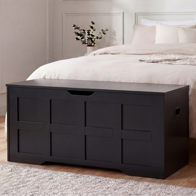 Vida Designs Black Ottoman Storage Box Large - image 1