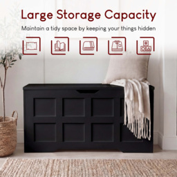 Vida Designs Black Ottoman Storage Box Large - thumbnail 4