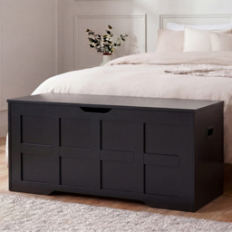 Vida Designs Black Ottoman Storage Box Large - thumbnail 1