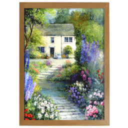 Laura Ashley Cottage Flowers Wooden Frame Wall Art 70 x 100cm - thumbnail 1