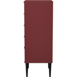Crowndale Hong Kong 5 Drawer Matt Red Tall Bedside Cabinet Ready Assembled - thumbnail 4