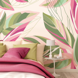 Origin Murals Botanical Calathea Leaves Pink Wall Mural