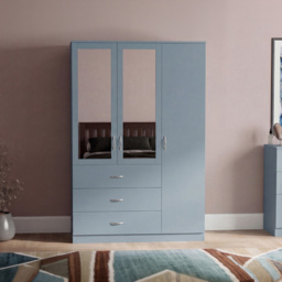 Vida Designs Riano Grey 3 Door 3 Drawer Mirrored Wardrobe - thumbnail 3