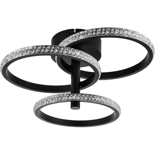 Cosylyte Cowen Matt Black 3 Ring Beaded Ceiling Light - image 1