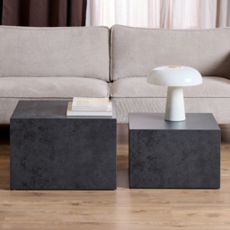 Florence Dice Square Black Ocean Rough Paper Coffee Table Set of 2