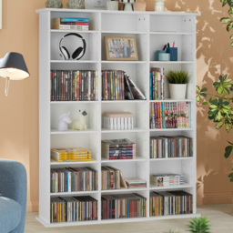 tectake Stevie White Matt 21 Shelf Storage Unit with Adjustable Shelves