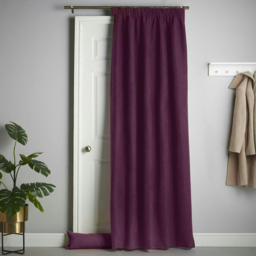 Alan Symonds Velvet Chenille Fleece Lined Pencil Pleat Taped Top Curtains Aubergine 137 x 213cm