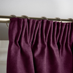 Alan Symonds Velvet Chenille Fleece Lined Pencil Pleat Taped Top Curtains Aubergine 137 x 213cm - thumbnail 3