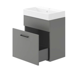 Bliss 500mm Wall Hung 1 Drawer Vanity Unit & Basin - Dust Grey - thumbnail 3