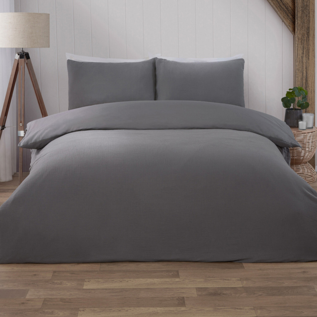 Muslin Duvet Set Grey Single - image 1