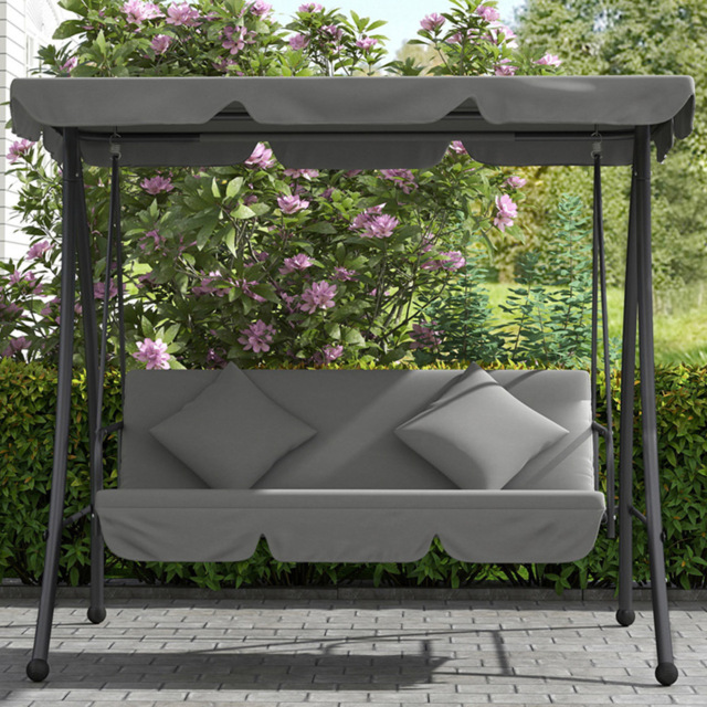 Outsunny Grey 3 Seater Adjustable Canopy Convertible Garden Swing Bed - image 1