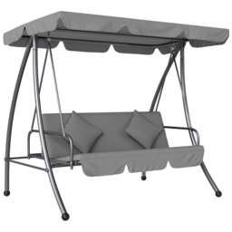 Outsunny Grey 3 Seater Adjustable Canopy Convertible Garden Swing Bed - thumbnail 2