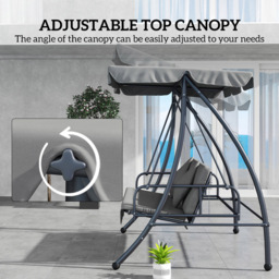 Outsunny Grey 3 Seater Adjustable Canopy Convertible Garden Swing Bed - thumbnail 4