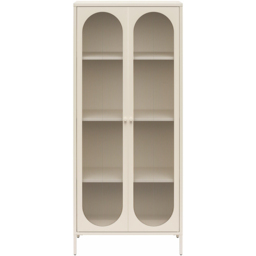 Dorel Luna 2 Door Tall Parchment Fluted Glass Accent Cabinet - thumbnail 3