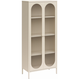 Dorel Luna 2 Door Tall Parchment Fluted Glass Accent Cabinet - thumbnail 2