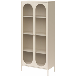Dorel Luna 2 Door Tall Parchment Fluted Glass Accent Cabinet - thumbnail 4