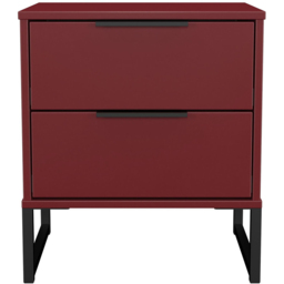 Crowndale Hong Kong 2 Drawer Matt Red and Black Compact Bedside Cabinet Ready Assembled - thumbnail 3
