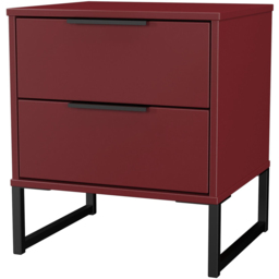 Crowndale Hong Kong 2 Drawer Matt Red and Black Compact Bedside Cabinet Ready Assembled - thumbnail 2