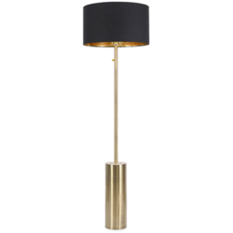 ValueLights Lexy Reni Black Shade Antique Brass LED Floor Lamp