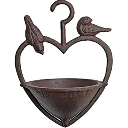 Marco Paul Heart Shaped Cast Iron Bird Feeder with Welcome Sign