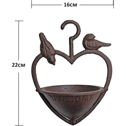 Marco Paul Heart Shaped Cast Iron Bird Feeder with Welcome Sign - thumbnail 4