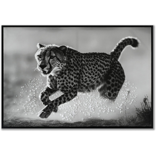 Monochrome Cheetah Framed Print - Black - image 1