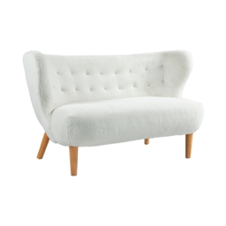 Otto Wingback Faux Fur 2 Seater Small Sofa - White - thumbnail 2