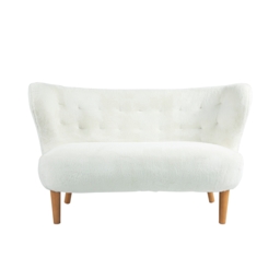 Otto Wingback Faux Fur 2 Seater Small Sofa - White - thumbnail 3