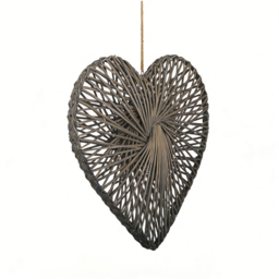 Wicker Heart Hanging Wall Art Grey - thumbnail 3