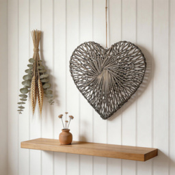 Wicker Heart Hanging Wall Art Grey - thumbnail 2